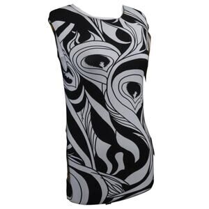 Wolford Peacock Pardise Tank Top  M  Black White Sleeveless Round Neck Rare Vtg.